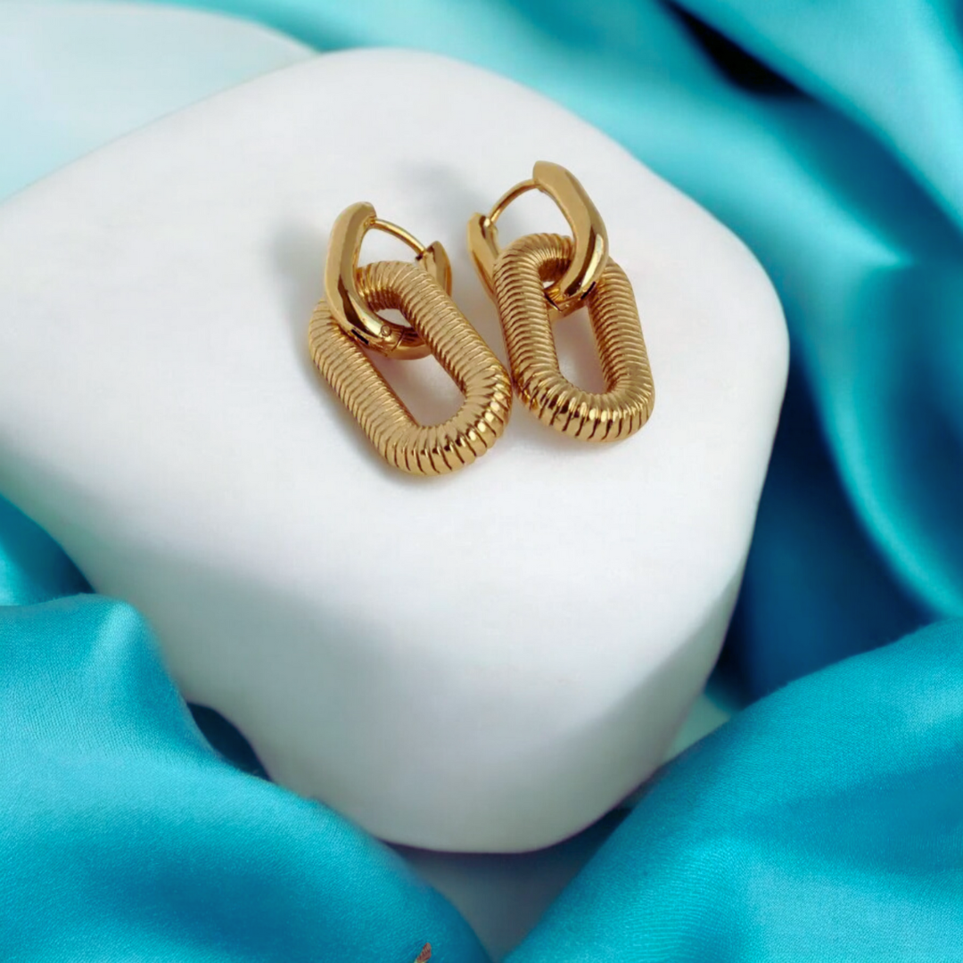Anabel | Gold Plated Oval Double Hoop Earrings