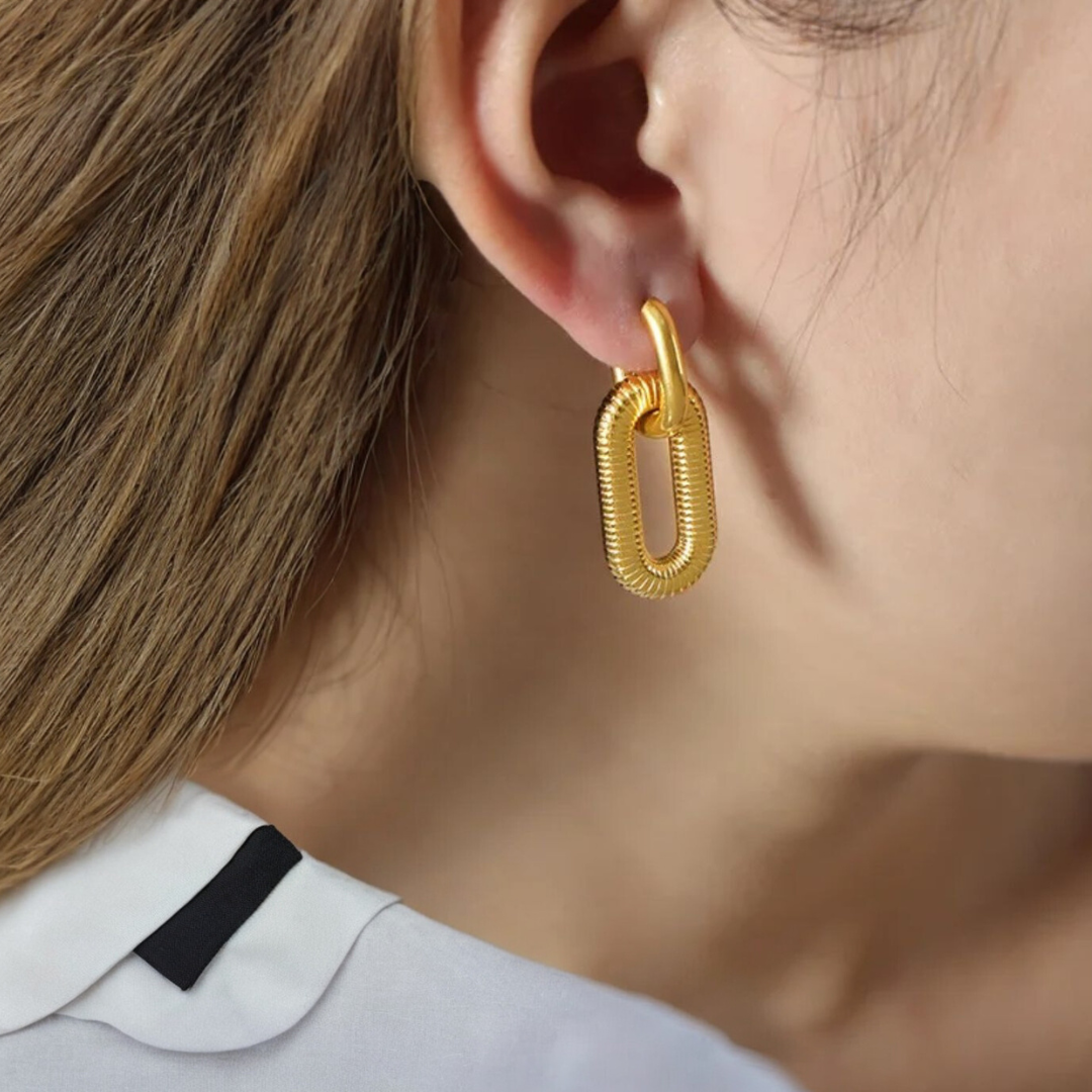 Anabel | Gold Plated Oval Double Hoop Earrings