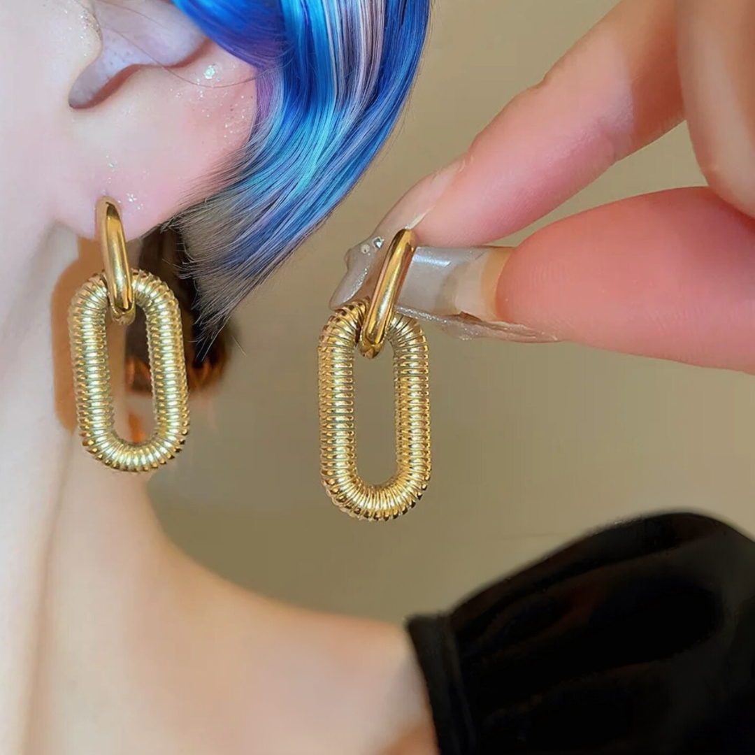Anabel | Gold Plated Oval Double Hoop Earrings