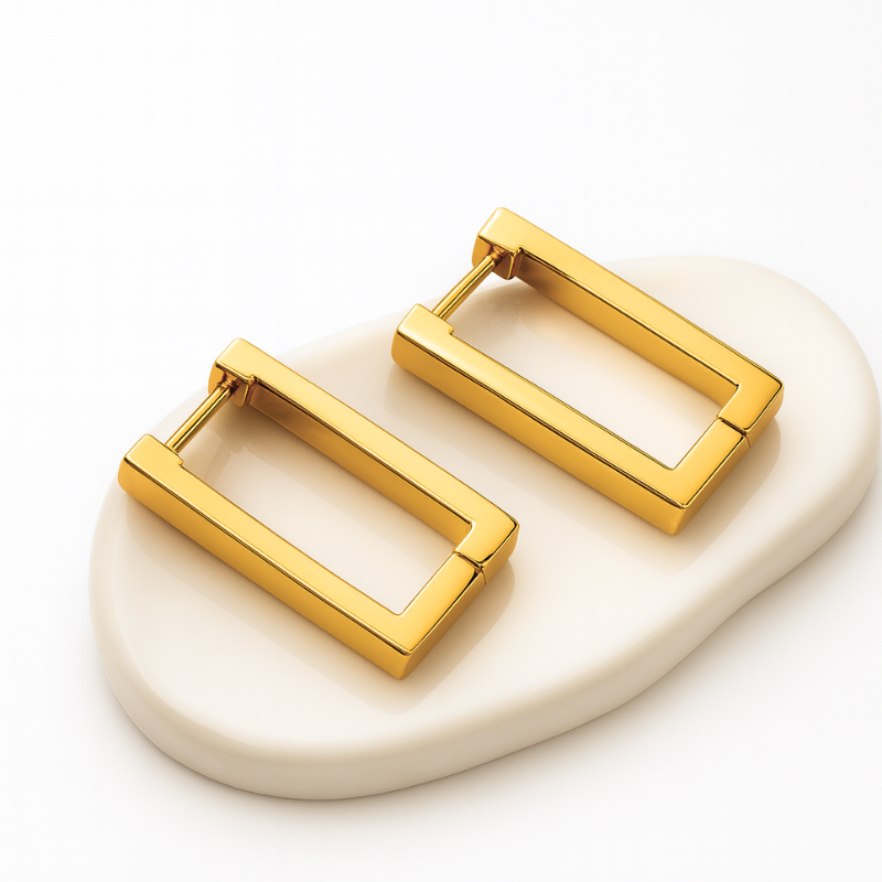 Carol | 18K Gold Plated Square Hoop Waterproof Earrings