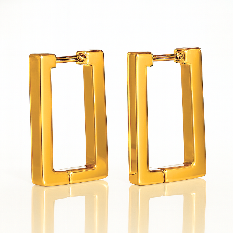 Carol | 18K Gold Plated Square Hoop Waterproof Earrings