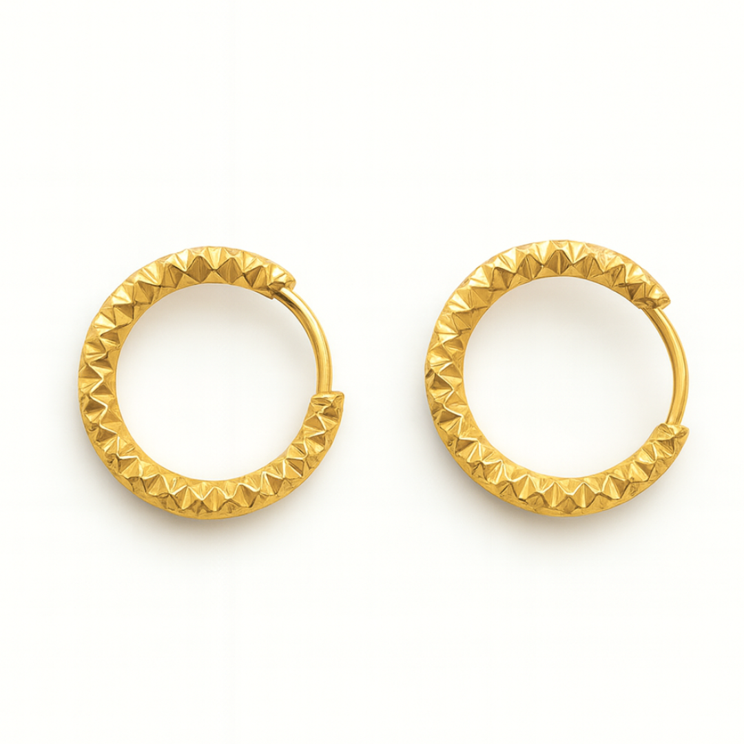 Melina | Gold Plated Hammered Texture Hoop Earrings