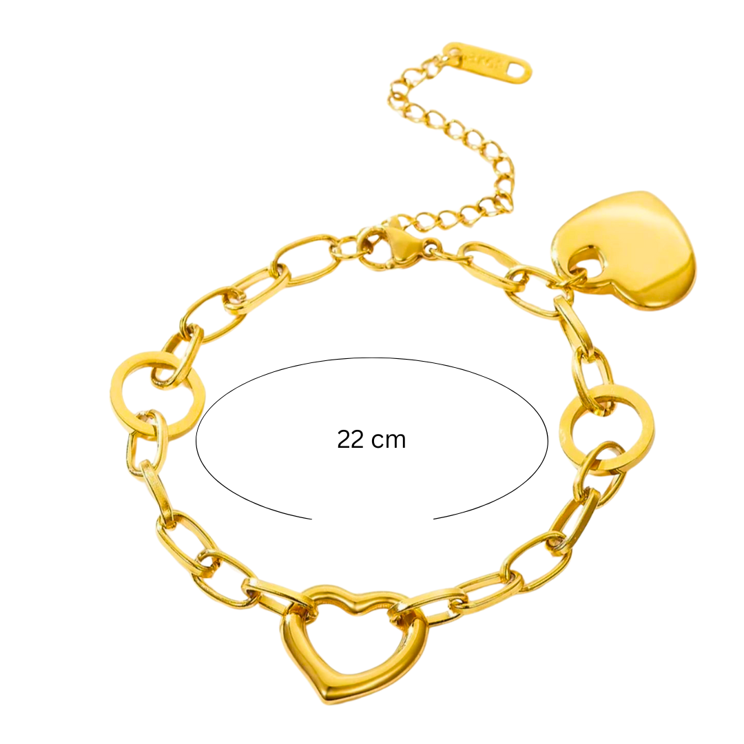 Venelle | 18K Gold-Plated Heart Charm Chunky Bracelet