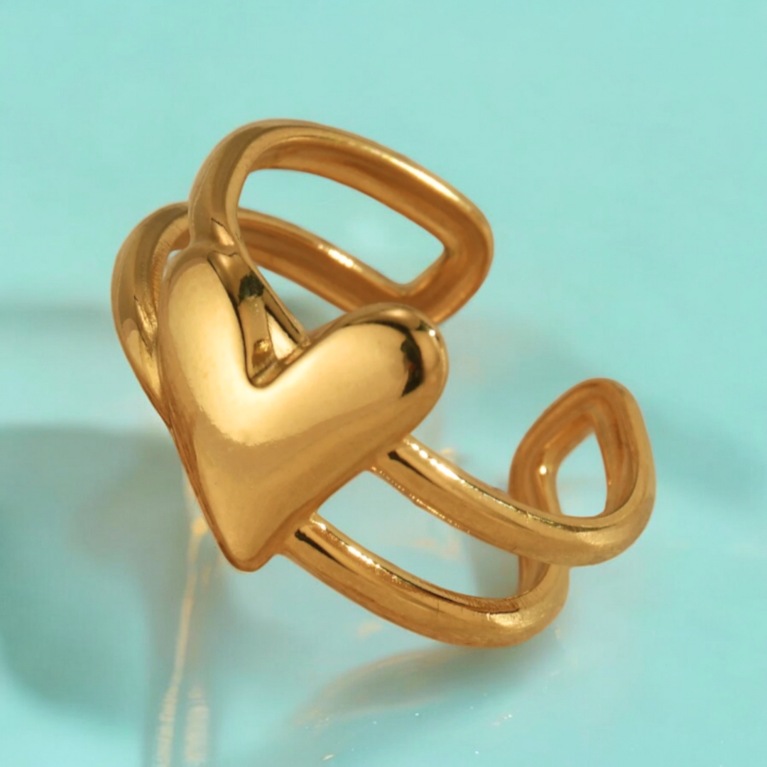 Hazel | Gold-Plated Solid Heart Resizable Ring