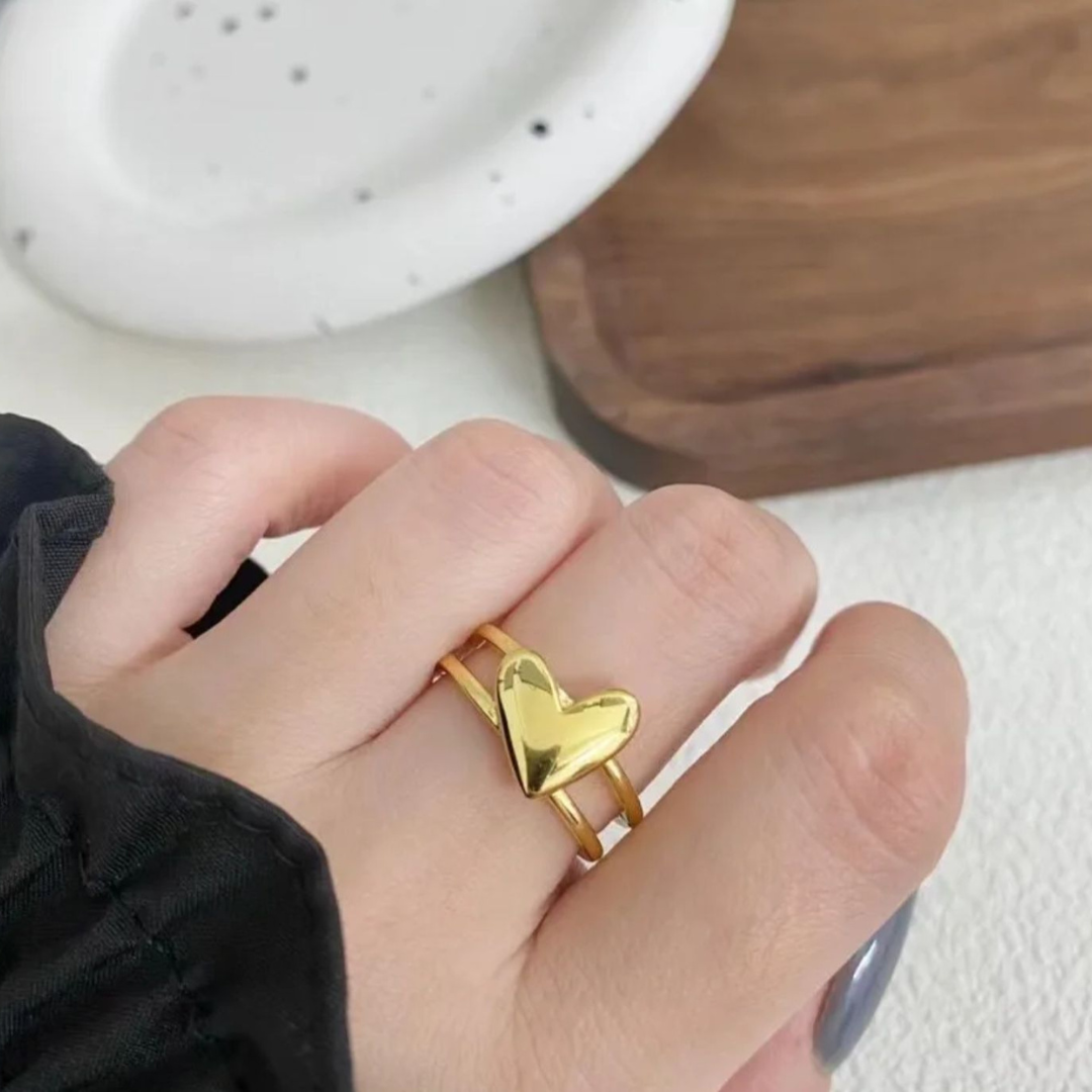 Hazel | Gold-Plated Solid Heart Resizable Ring