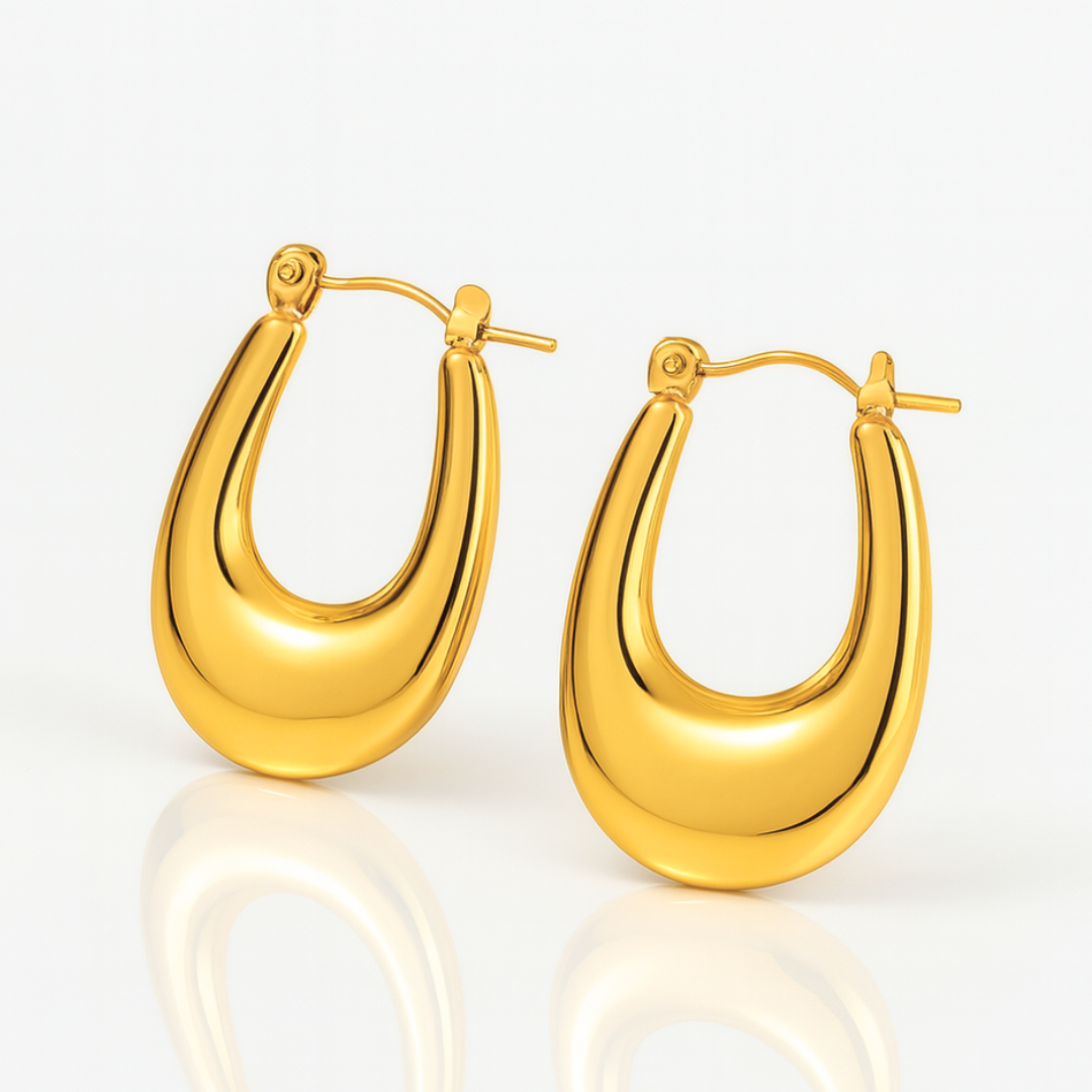 Mavis | 18K Gold Plated Simple Boat Hoop Waterproof Earrings