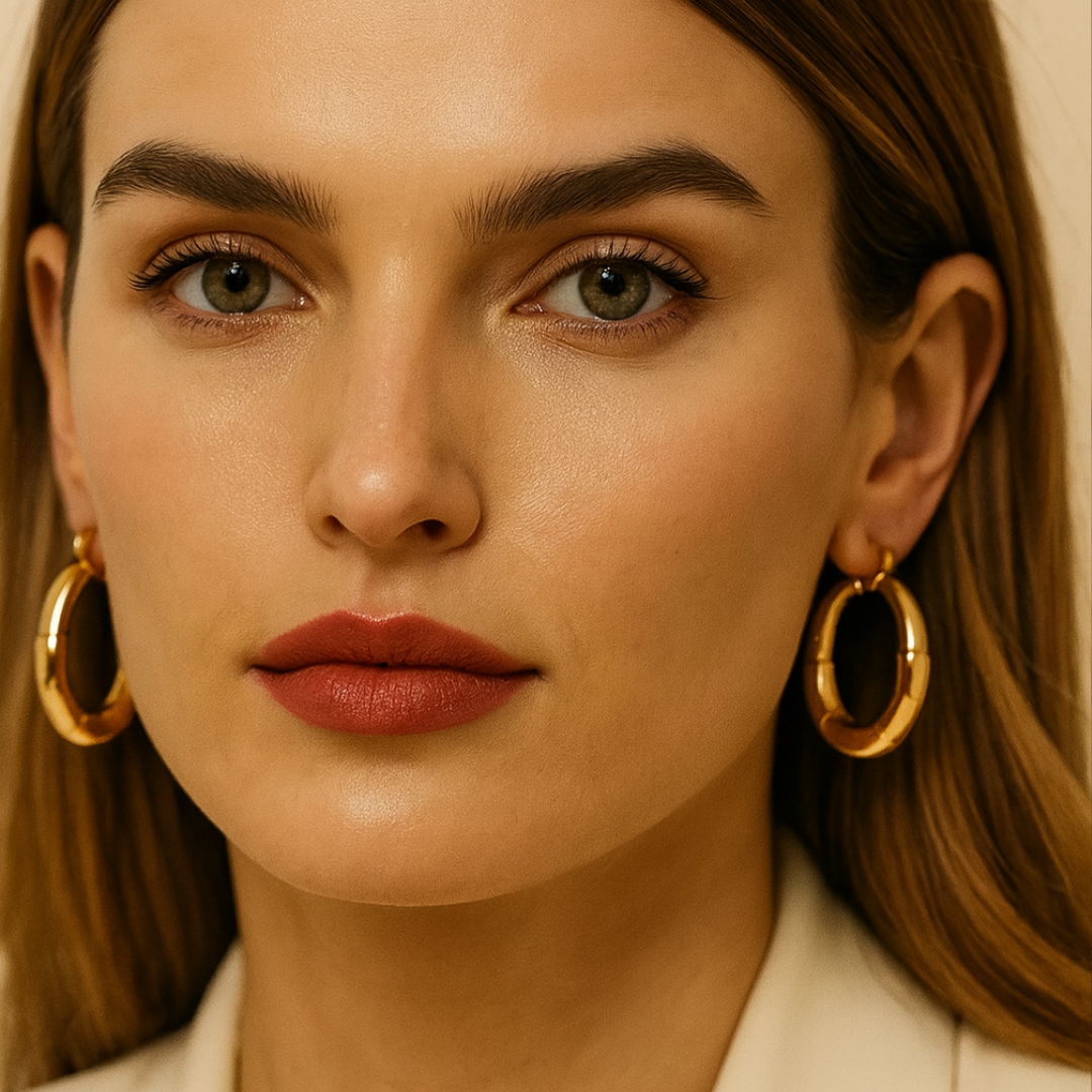 Anya | 18K Gold Plated Simple Circular Hoop Waterproof Earrings
