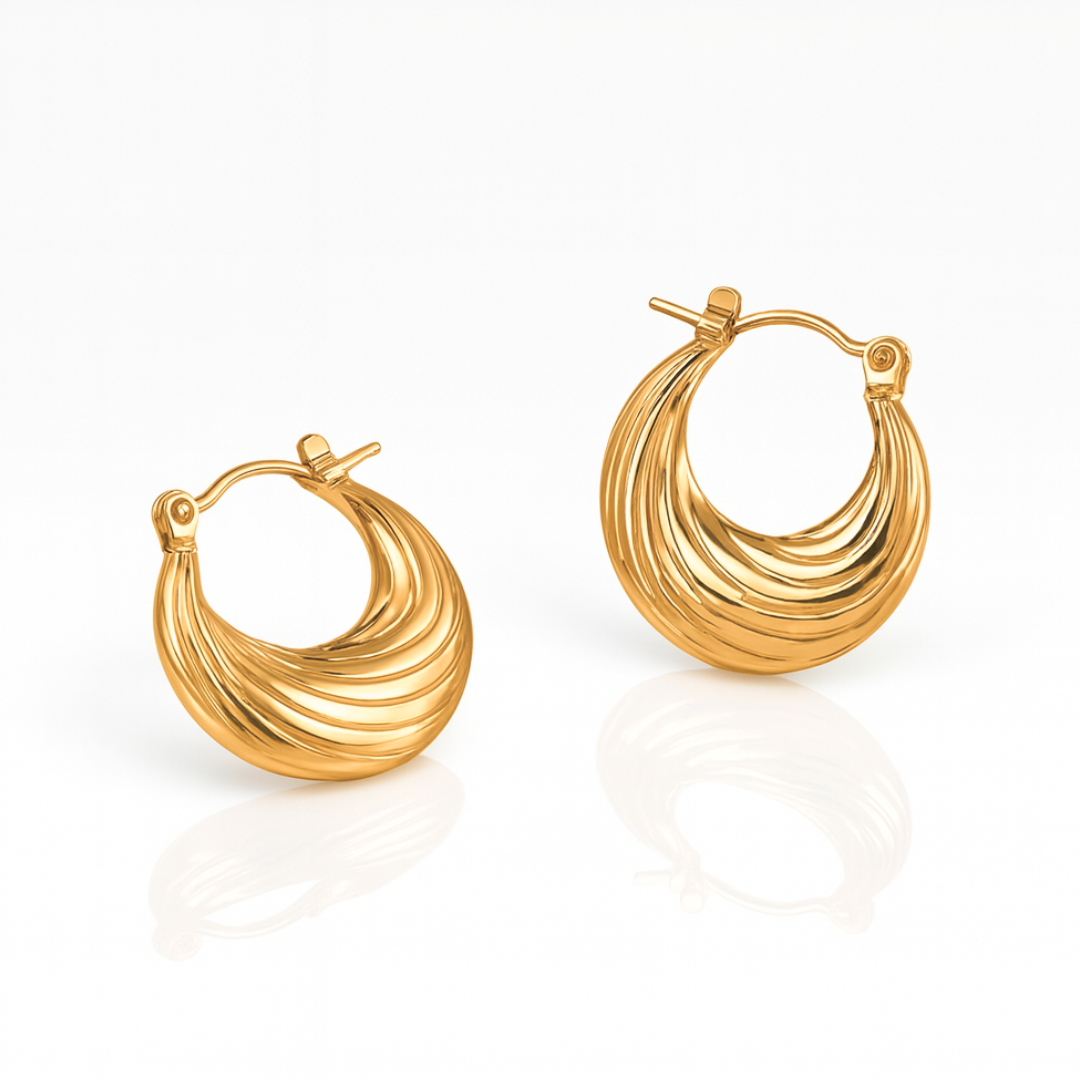Lily | 18K Gold Plated Round Minimalist Hoop Waterproof Earrings