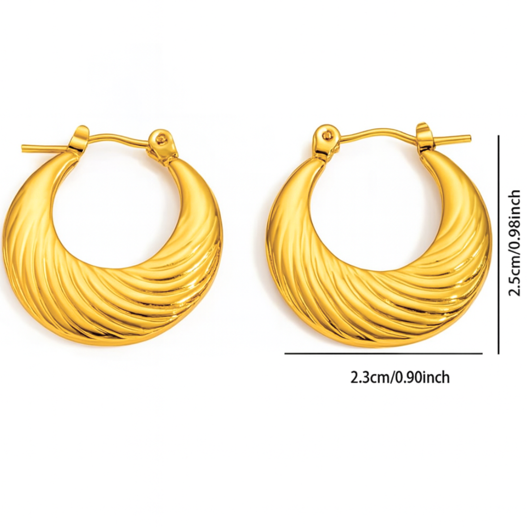 Lily | 18K Gold Plated Round Minimalist Hoop Waterproof Earrings