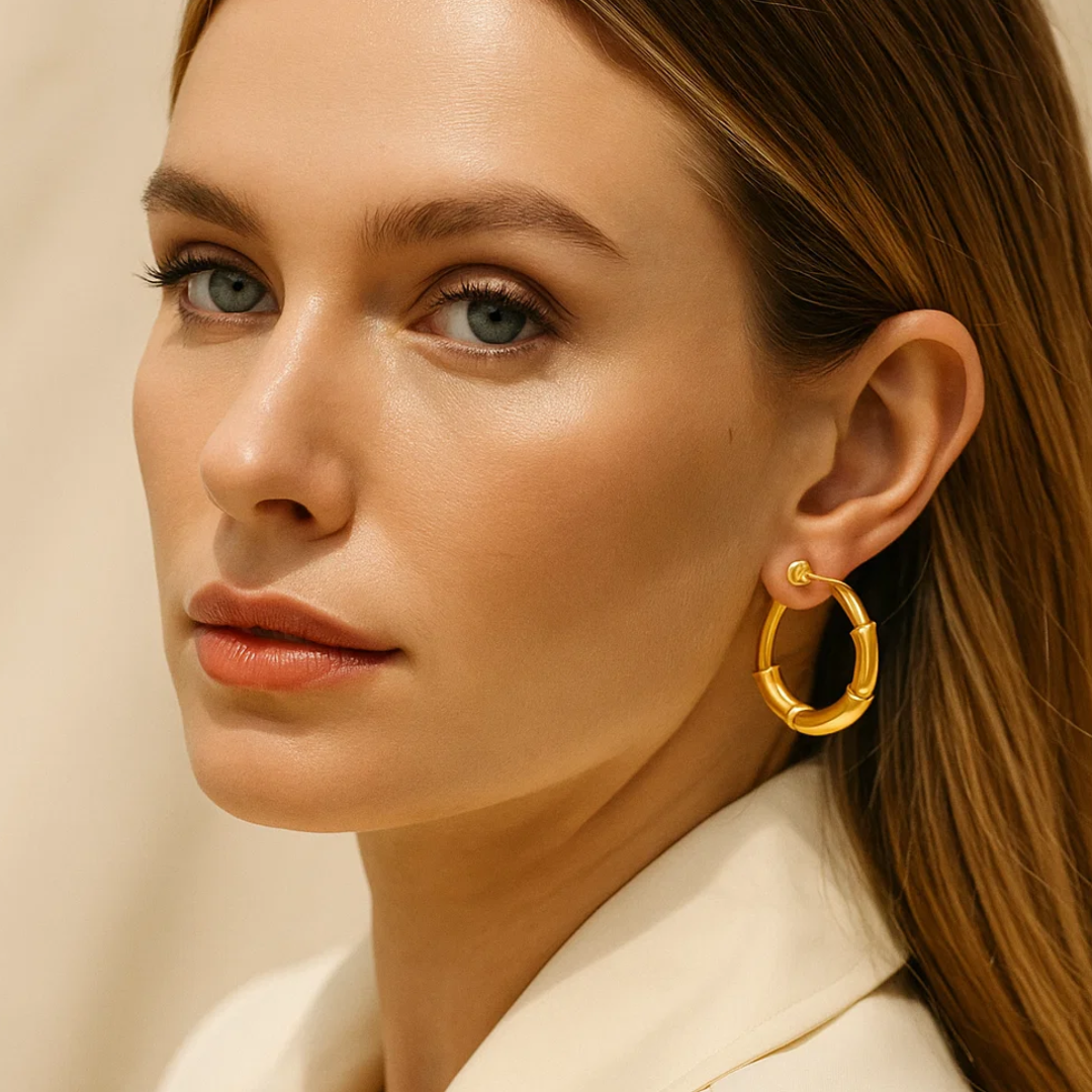 Anya | 18K Gold Plated Simple Circular Hoop Waterproof Earrings