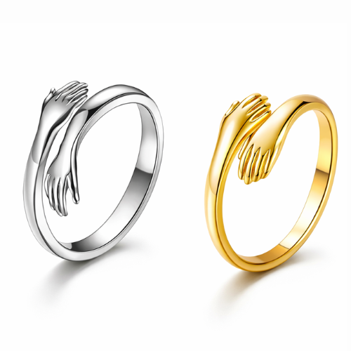 Aurelia | Gold & Silver-Plated Hugging Hands Resizable Ring