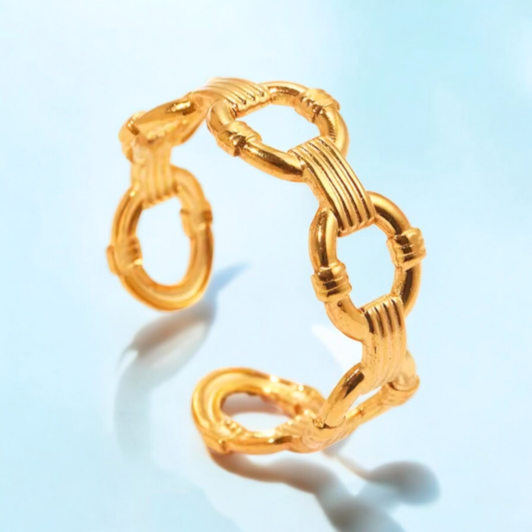 Thea | Gold Plated Link Cuff Resizable Ring