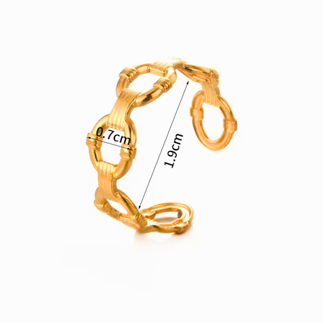 Thea | Gold Plated Link Cuff Resizable Ring