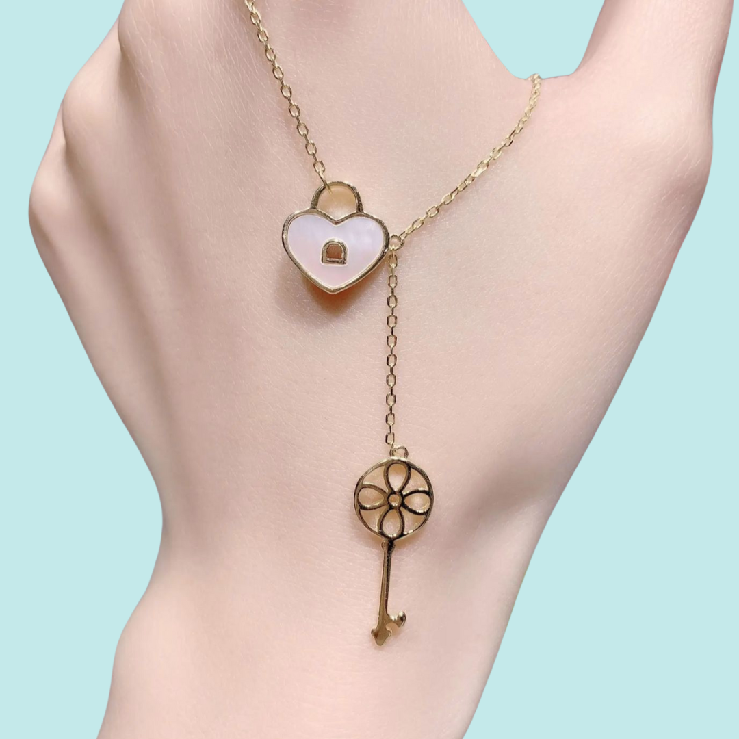 Daria | Gold (18K) Plated Heart Lock and Key Waterproof Necklace