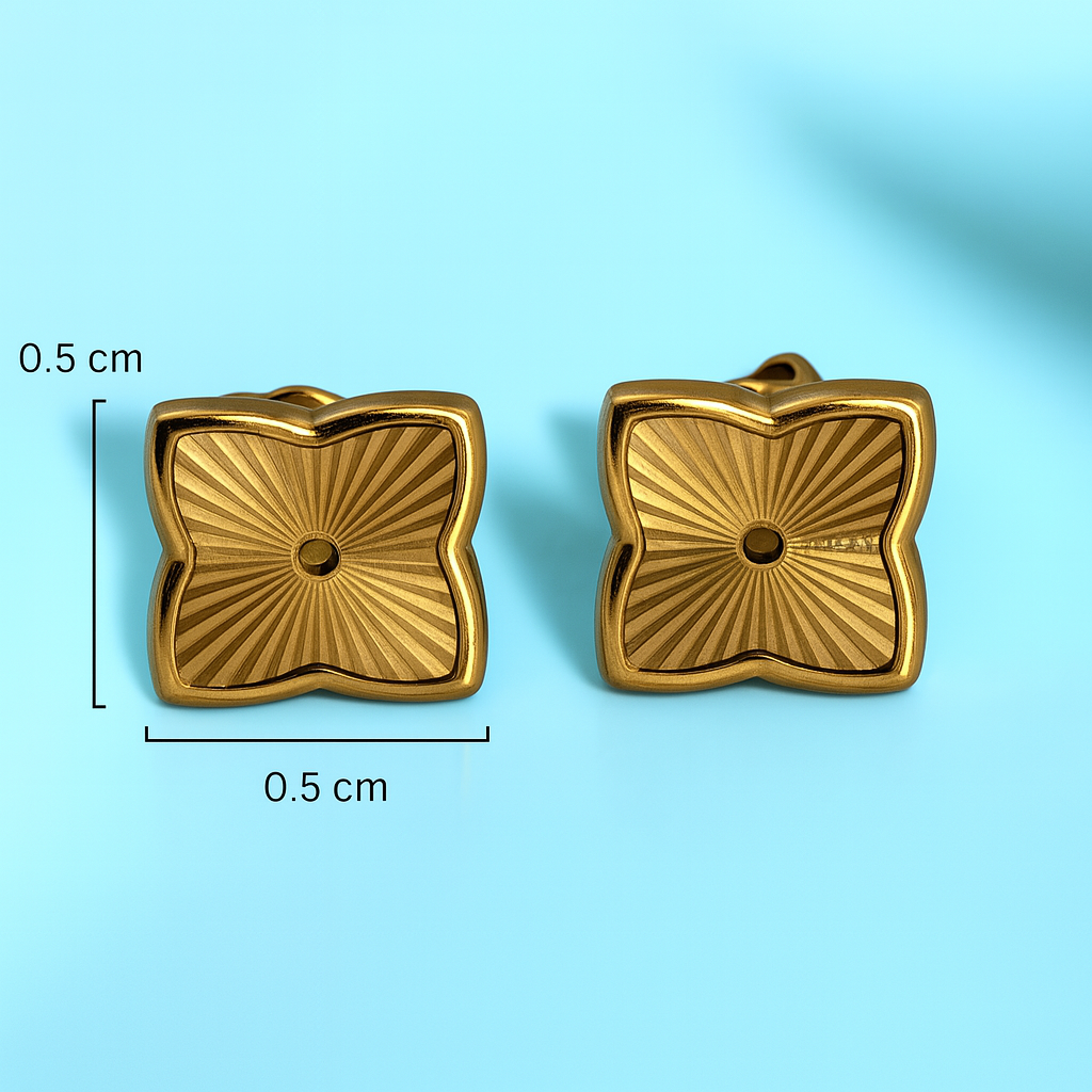 Lara | Gold (18K) Plated Textured Four-Leaf Clover Waterproof Stud Earrings