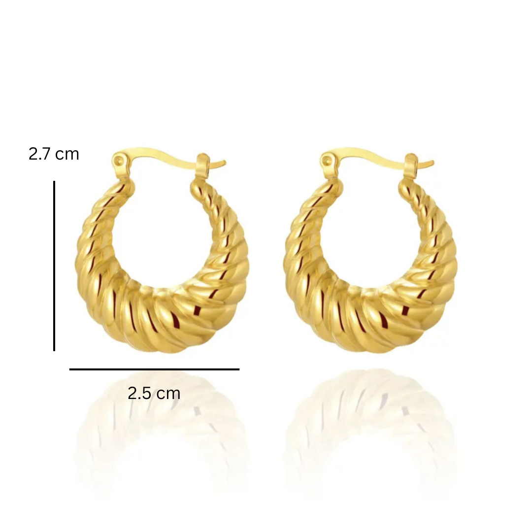 Miranda | 18K Gold Plated Croissant Twisted Hoop Waterproof Earrings