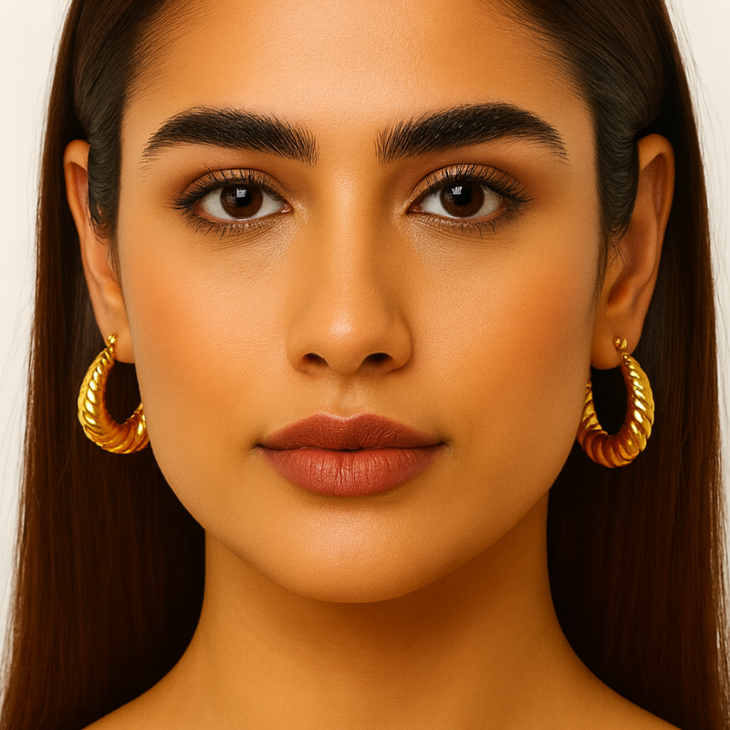 Miranda | 18K Gold Plated Croissant Twisted Hoop Waterproof Earrings