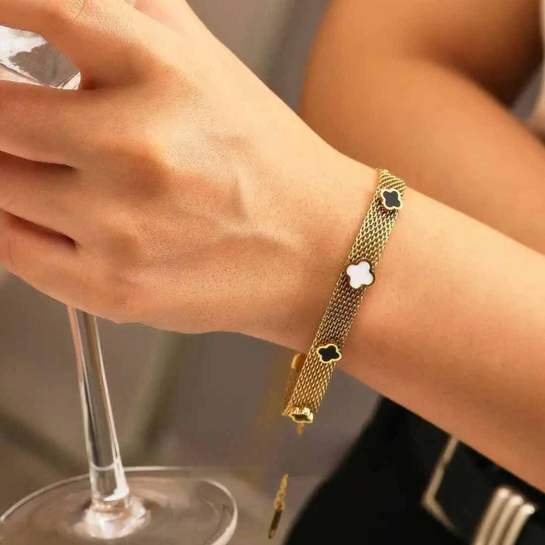 Antalya | Multi Clover Mesh Bracelet 18K Gold Plated Waterproof