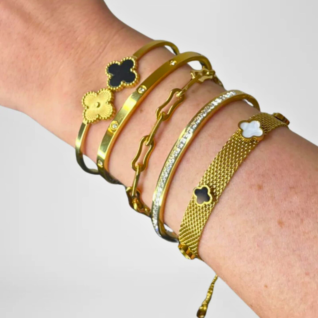 Antalya | Multi Clover Mesh Bracelet 18K Gold Plated Waterproof
