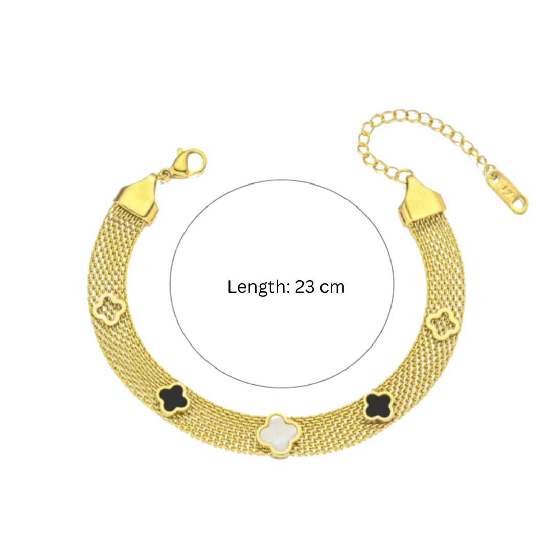 Antalya | Multi Clover Mesh Bracelet 18K Gold Plated Waterproof