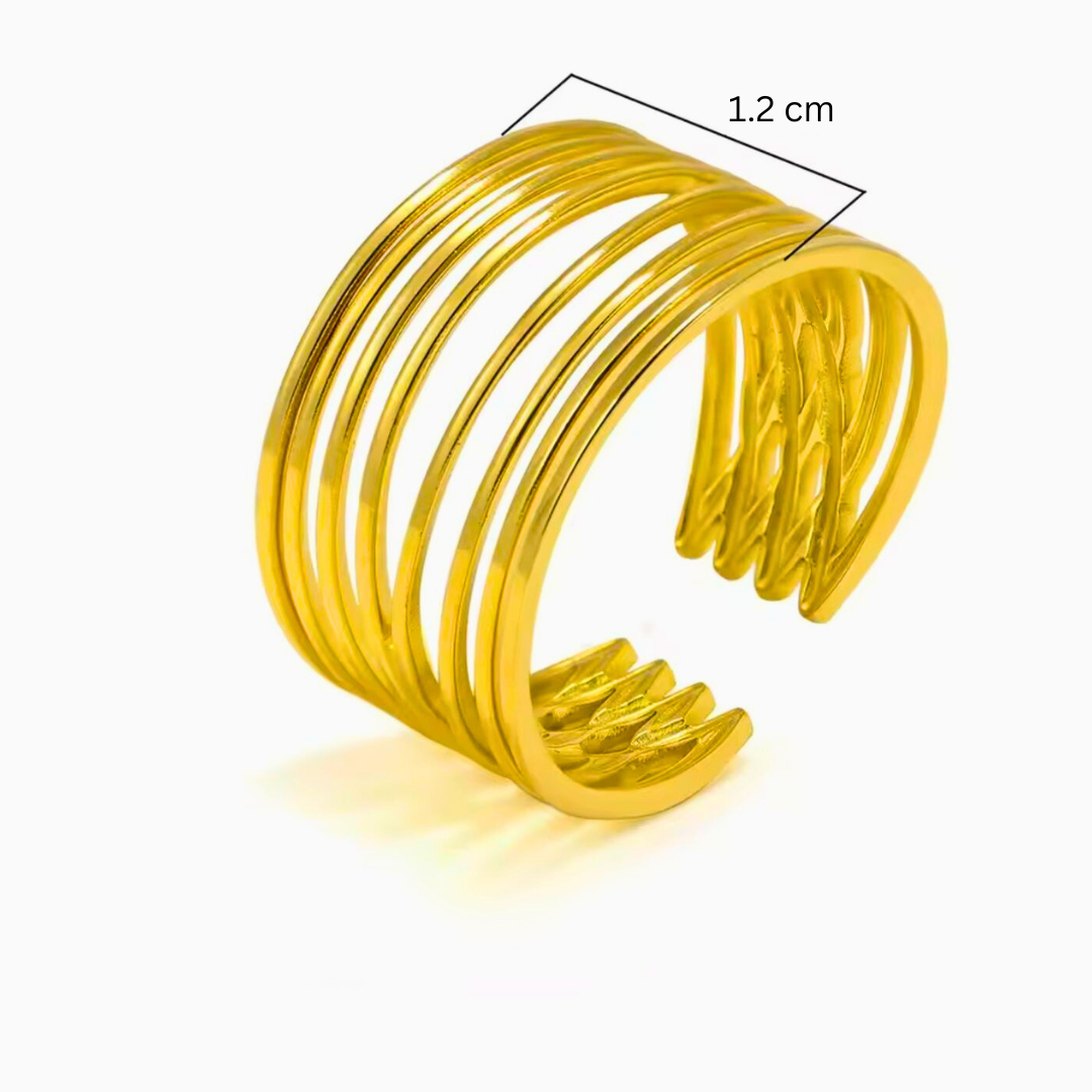 Odetta | Gold-Plated Multi-Layer Cuff Resizable Ring