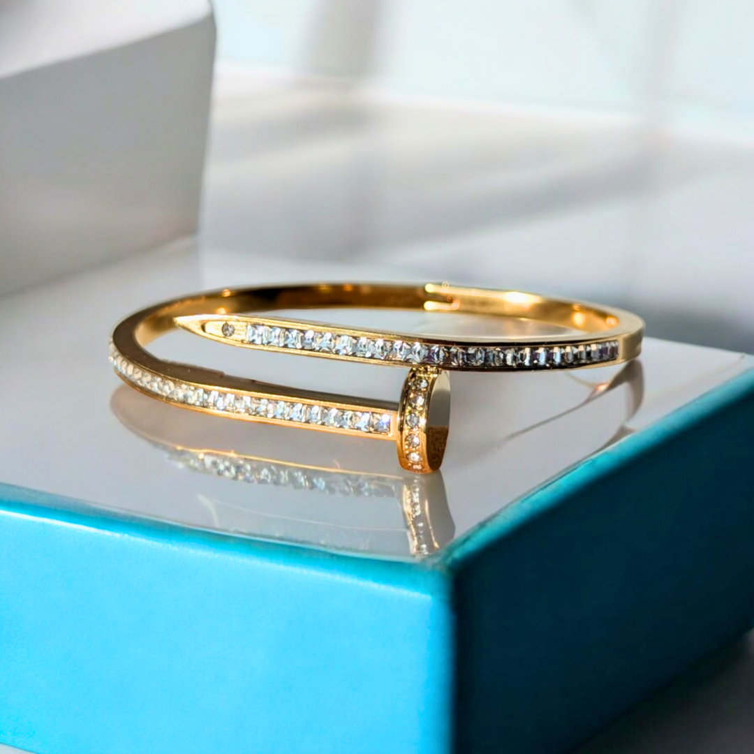 Nicolette | Gold Plated Nail Bracelet Bangle
