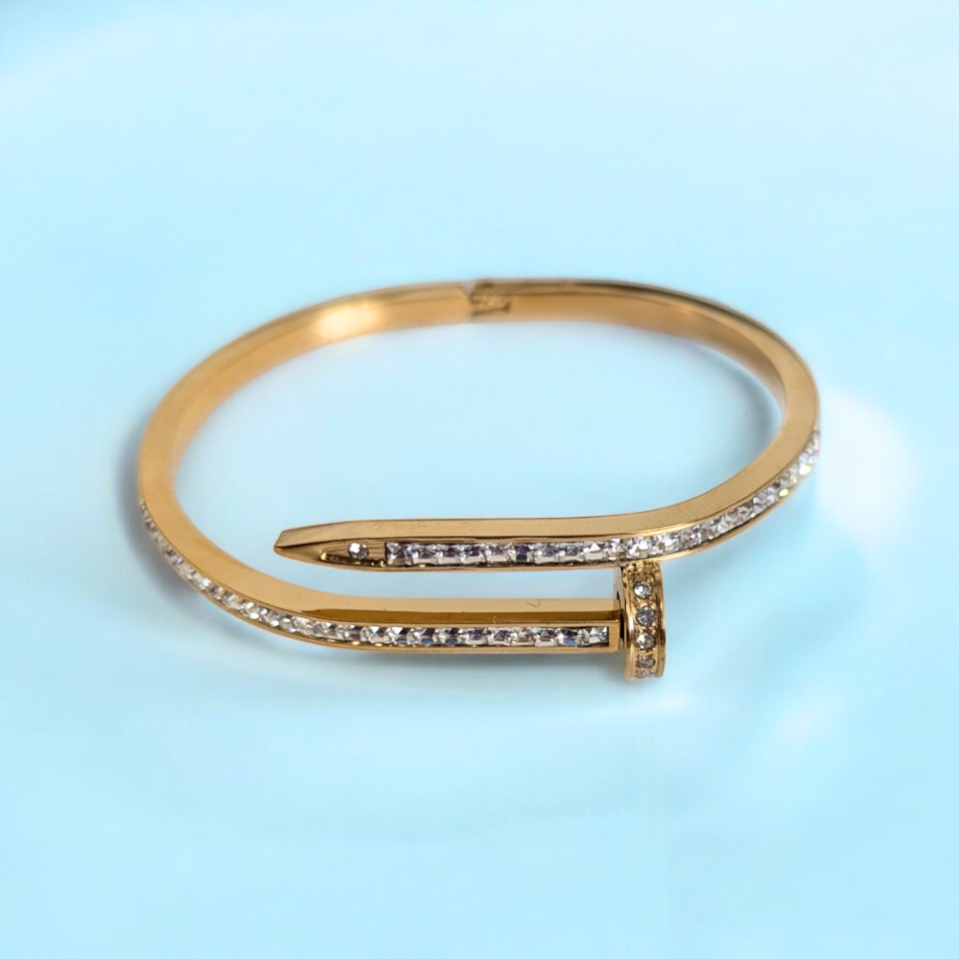 Nicolette | Gold Plated Nail Bracelet Bangle