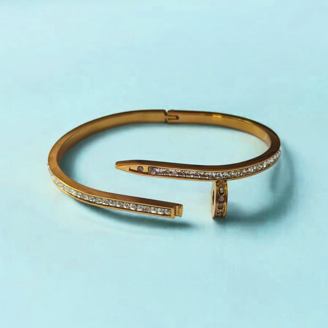 Nicolette | Gold Plated Nail Bracelet Bangle