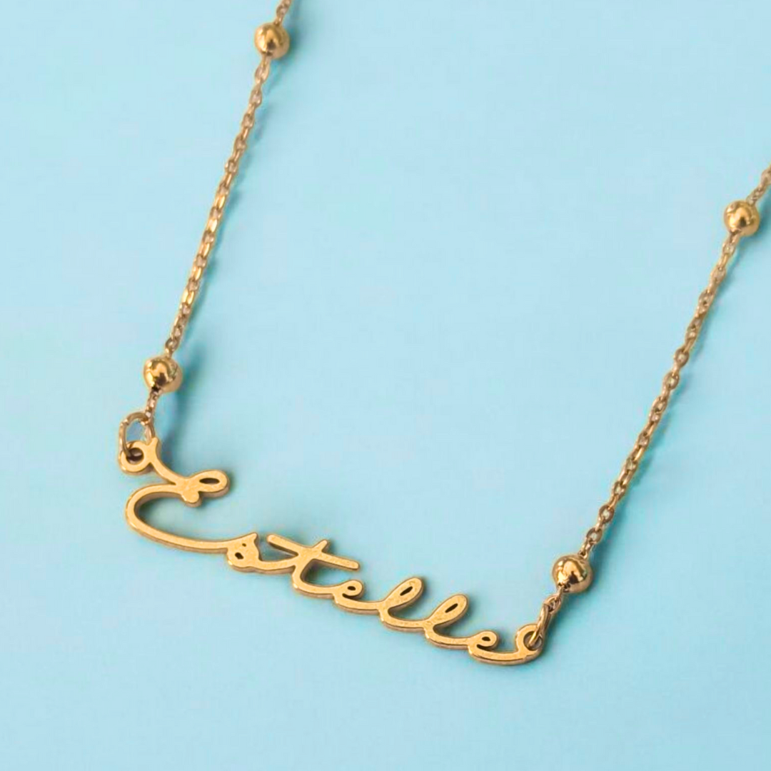 Ivara | Personalised Name Necklace, Custom Name Necklace - 18K Gold Plated Waterproof Necklace