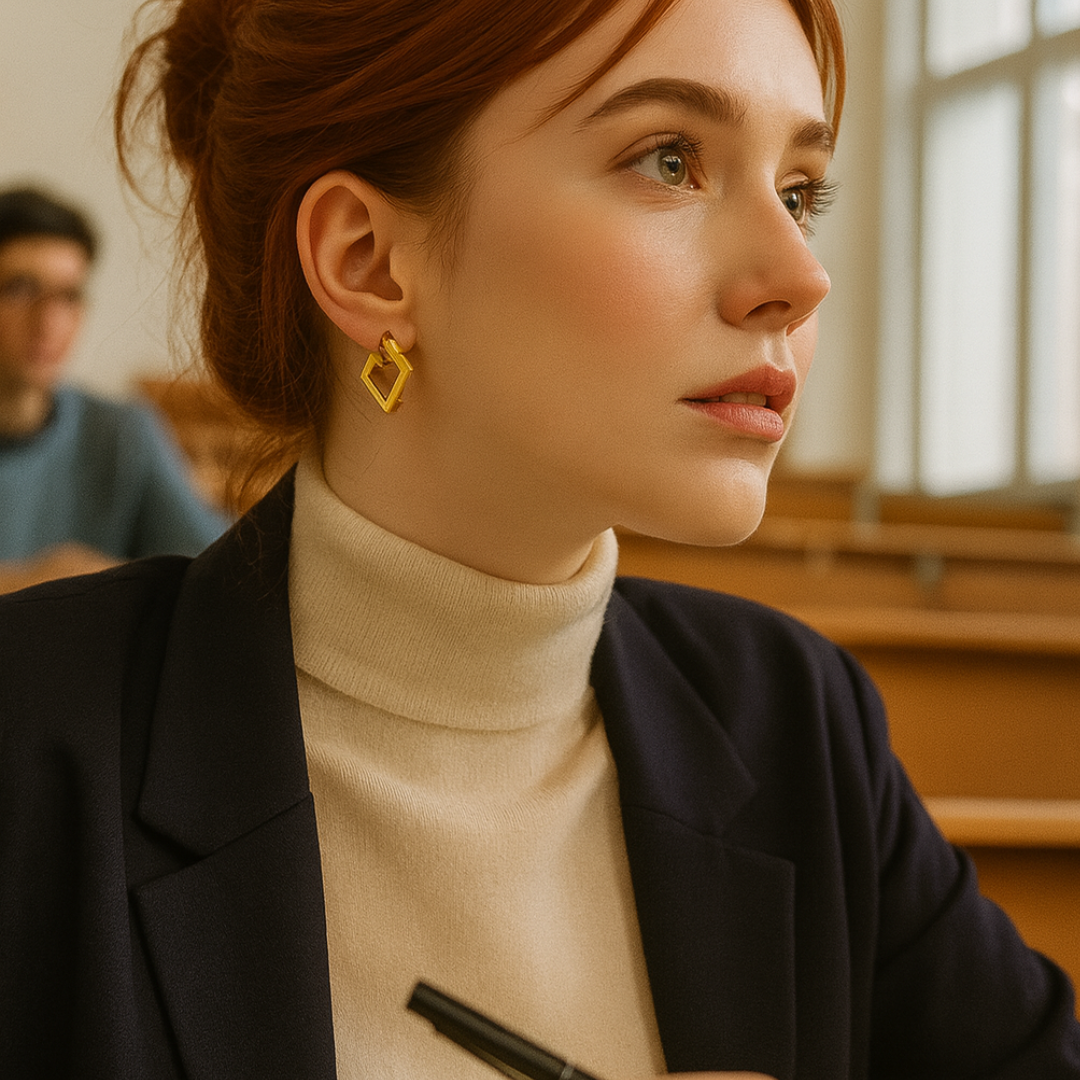 Juliette | Rose Gold Plated Square Geometric Hoop Earrings