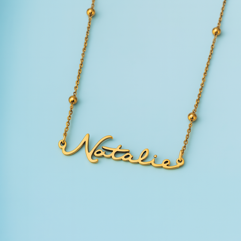 Ivara | Personalised Name Necklace, Custom Name Necklace - 18K Gold Plated Waterproof Necklace