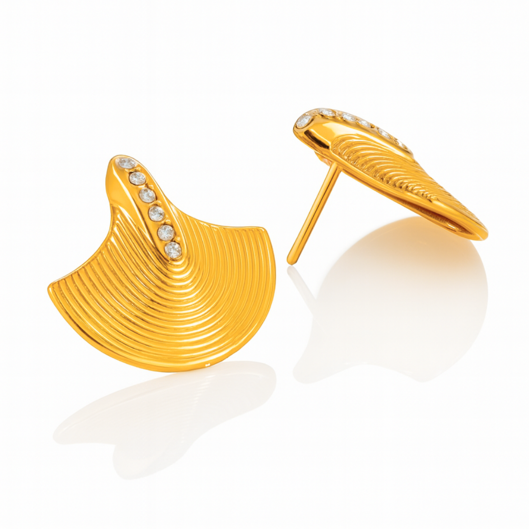 Cleopatra | 18K Gold-Plated Luxury Fan Shape Vintage Stud Waterproof Earrings