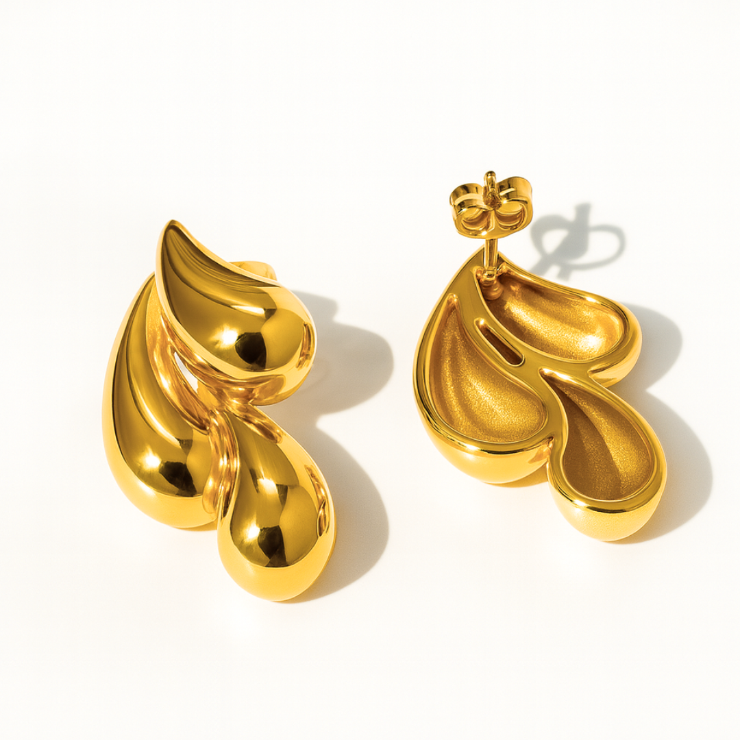 Beverley | 18K Gold Plated Tear/Water Drop Stud Waterproof Earrings