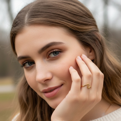 Eden | Gold Plated Ocean Water Wave Resizable Ring