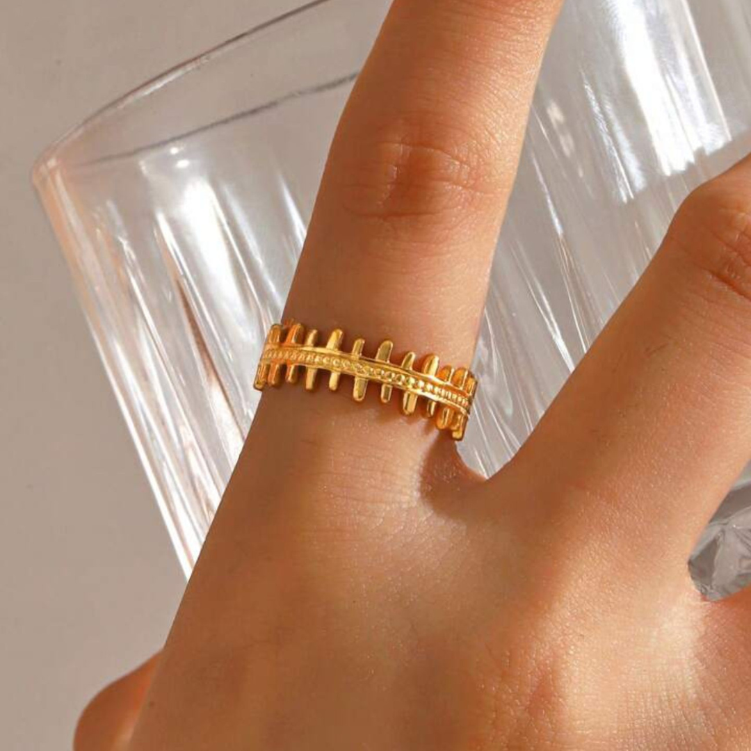 Sienna | Gold Plated Bone Shape Crown Resizable Ring