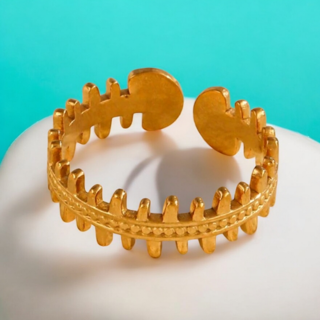Sienna | Gold Plated Bone Shape Crown Resizable Ring