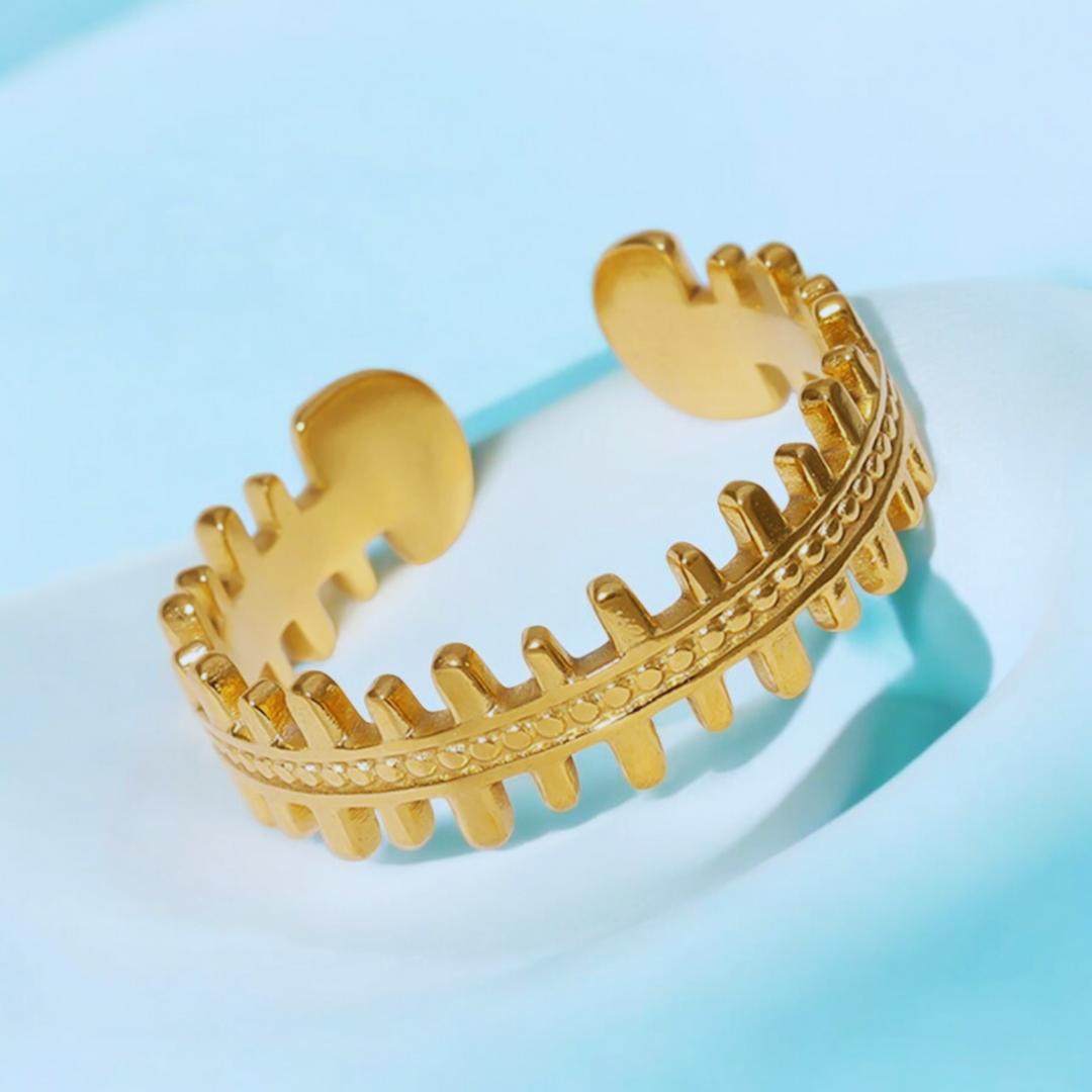 Sienna | Gold Plated Bone Shape Crown Resizable Ring