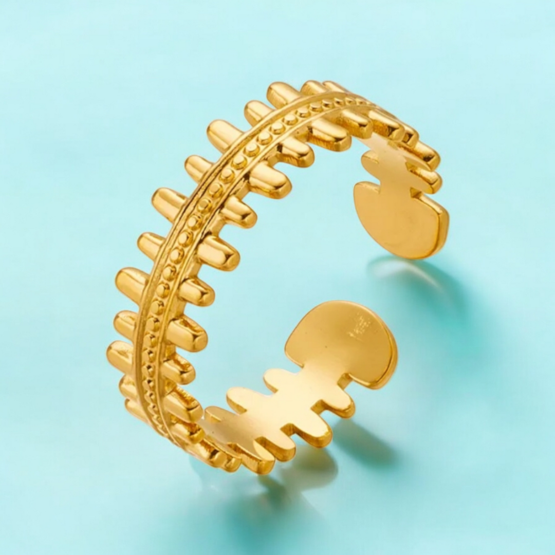 Sienna | Gold Plated Bone Shape Crown Resizable Ring