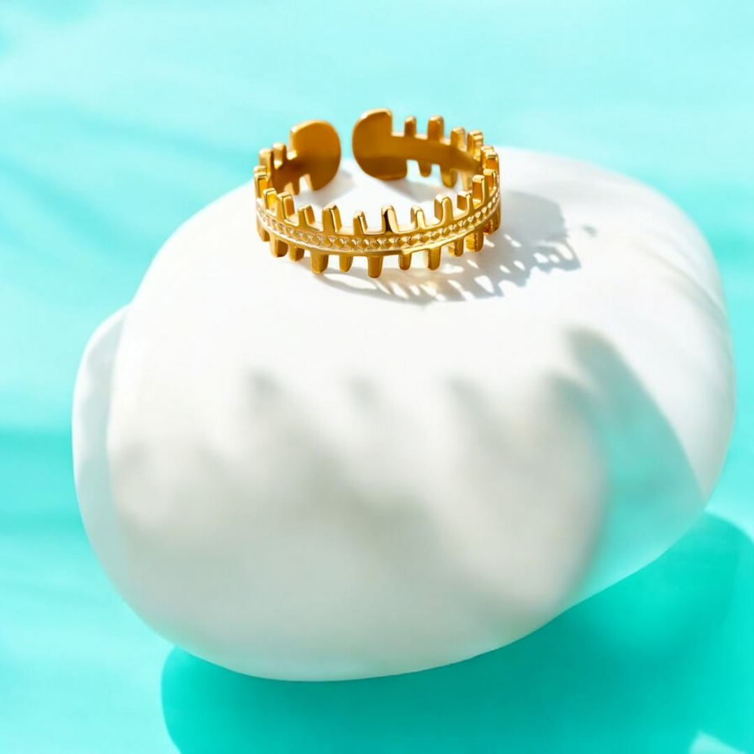 Sienna | Gold Plated Bone Shape Crown Resizable Ring