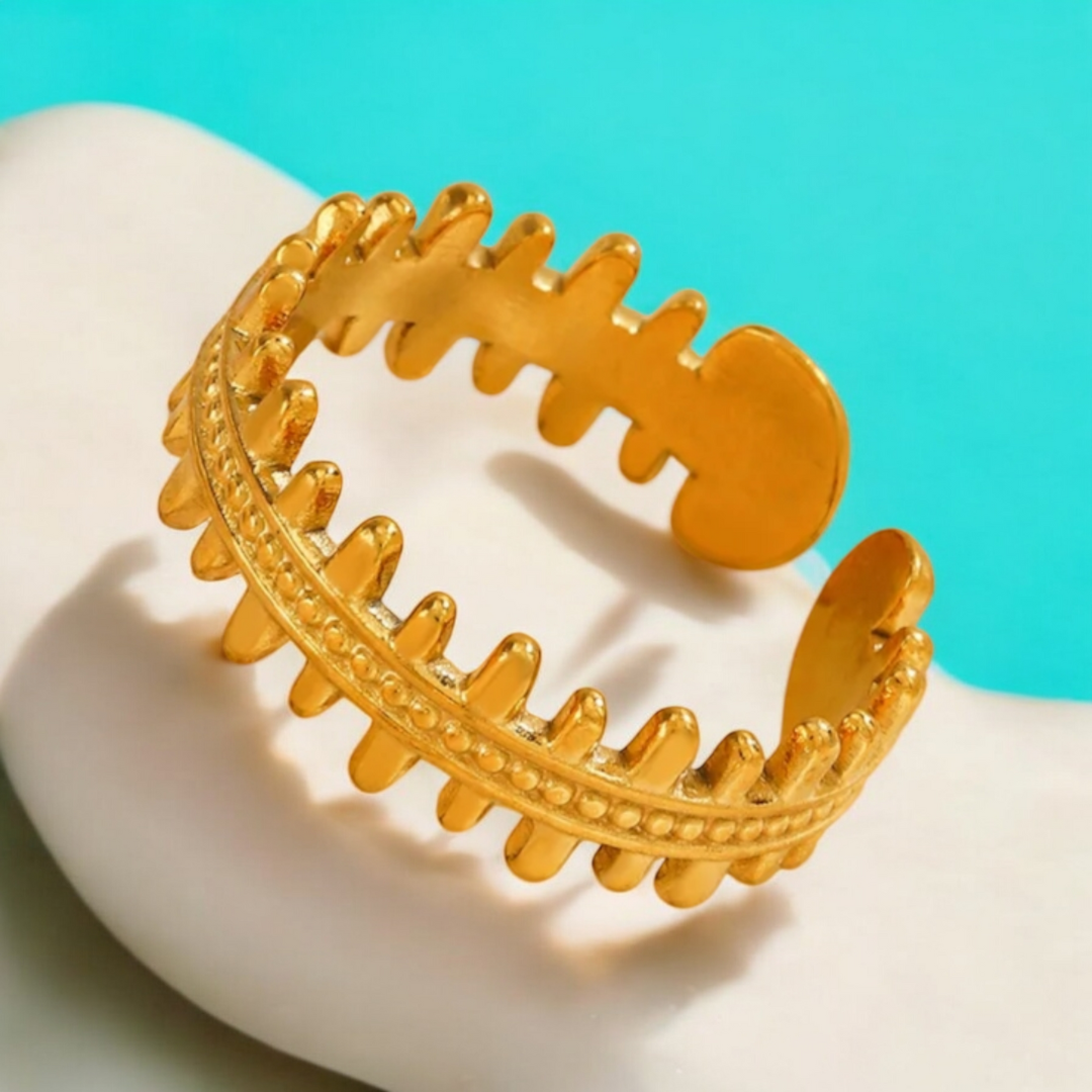 Sienna | Gold Plated Bone Shape Crown Resizable Ring