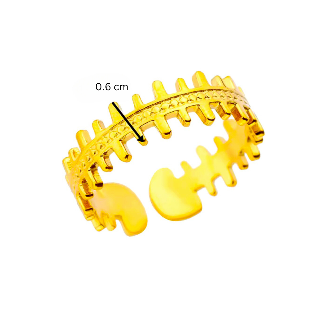 Sienna | Gold Plated Bone Shape Crown Resizable Ring