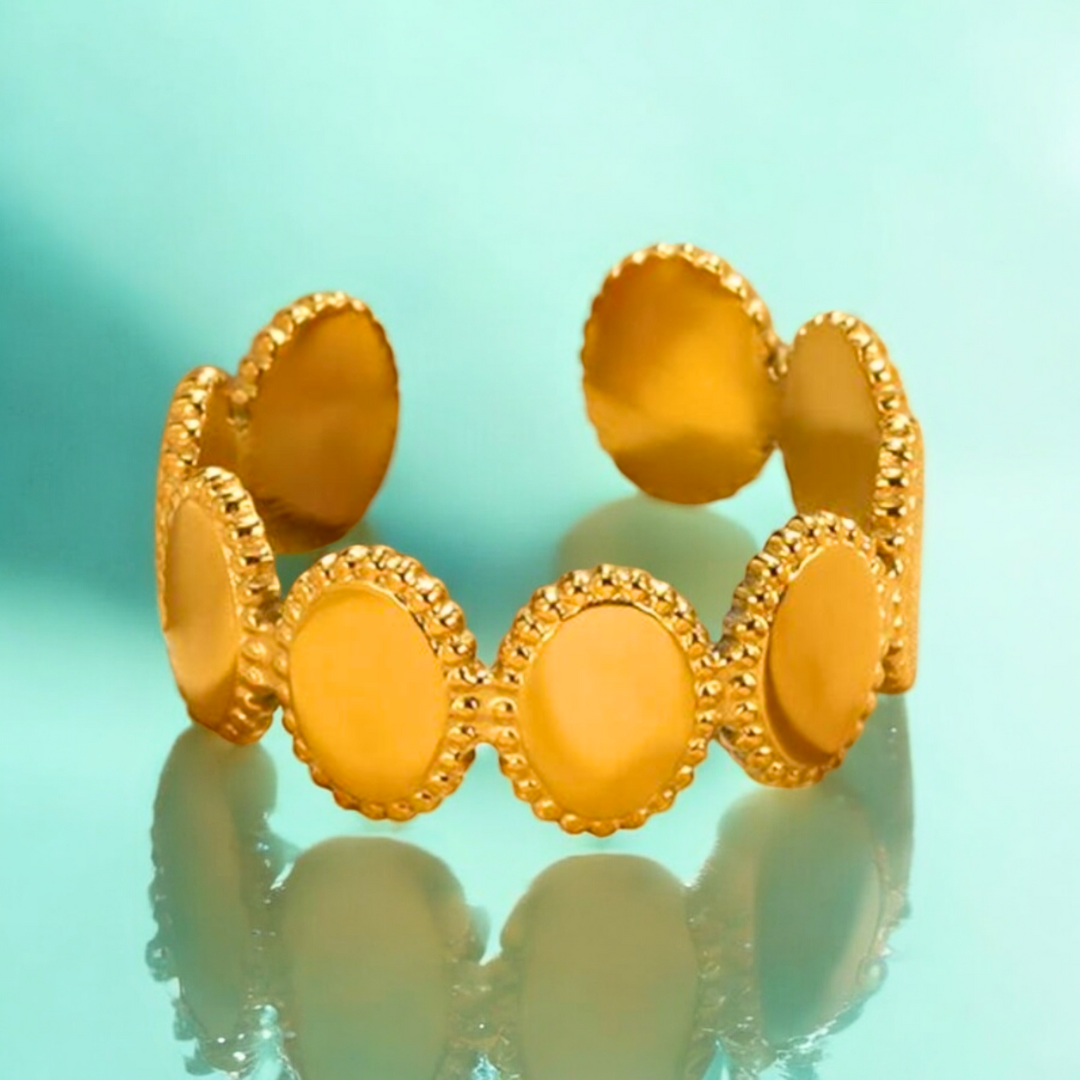 Justine | Gold-Plated Vintage Resizable Oval Ring