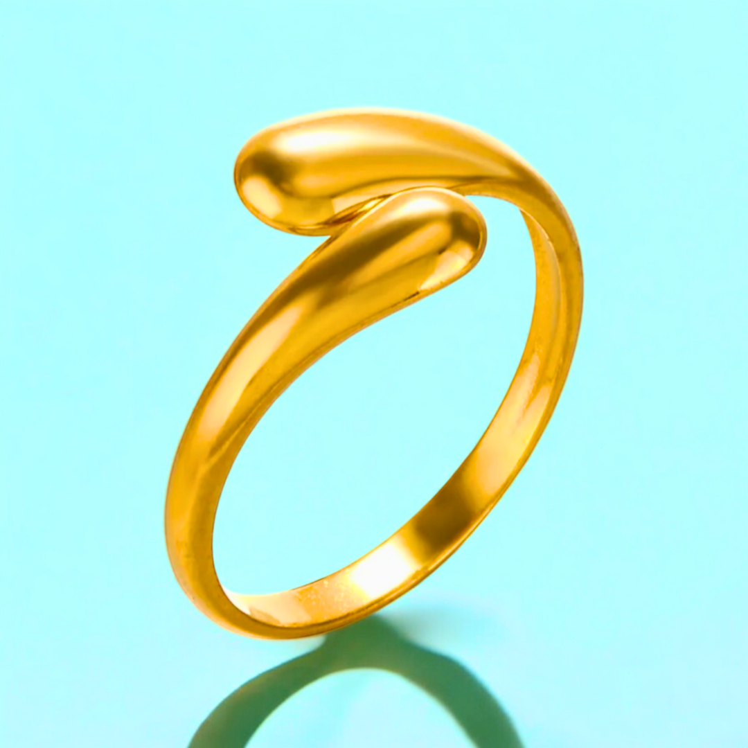 Nora | Gold Plated Waterdrop Open Resizable Ring