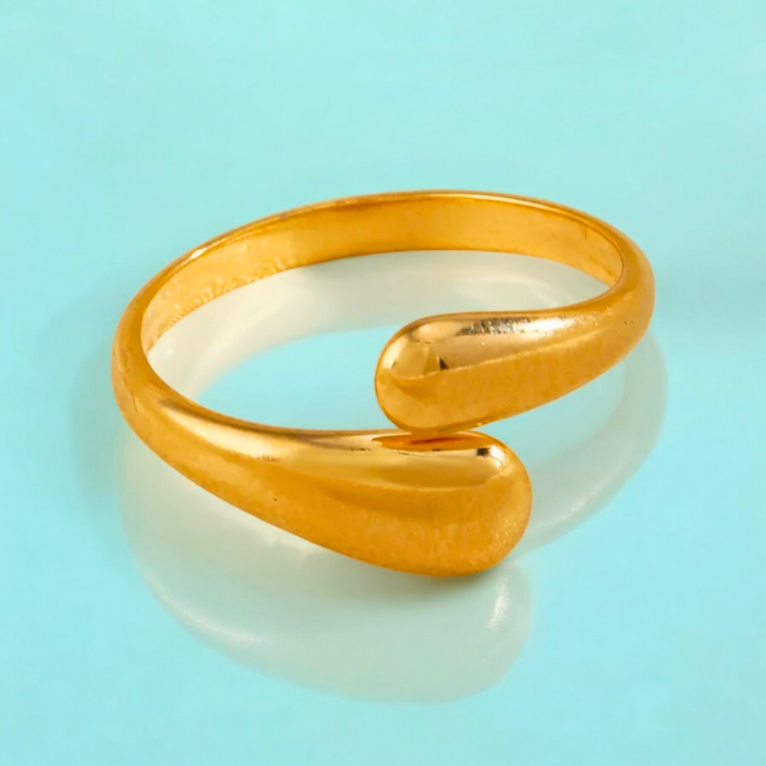 Nora | Gold Plated Waterdrop Open Resizable Ring