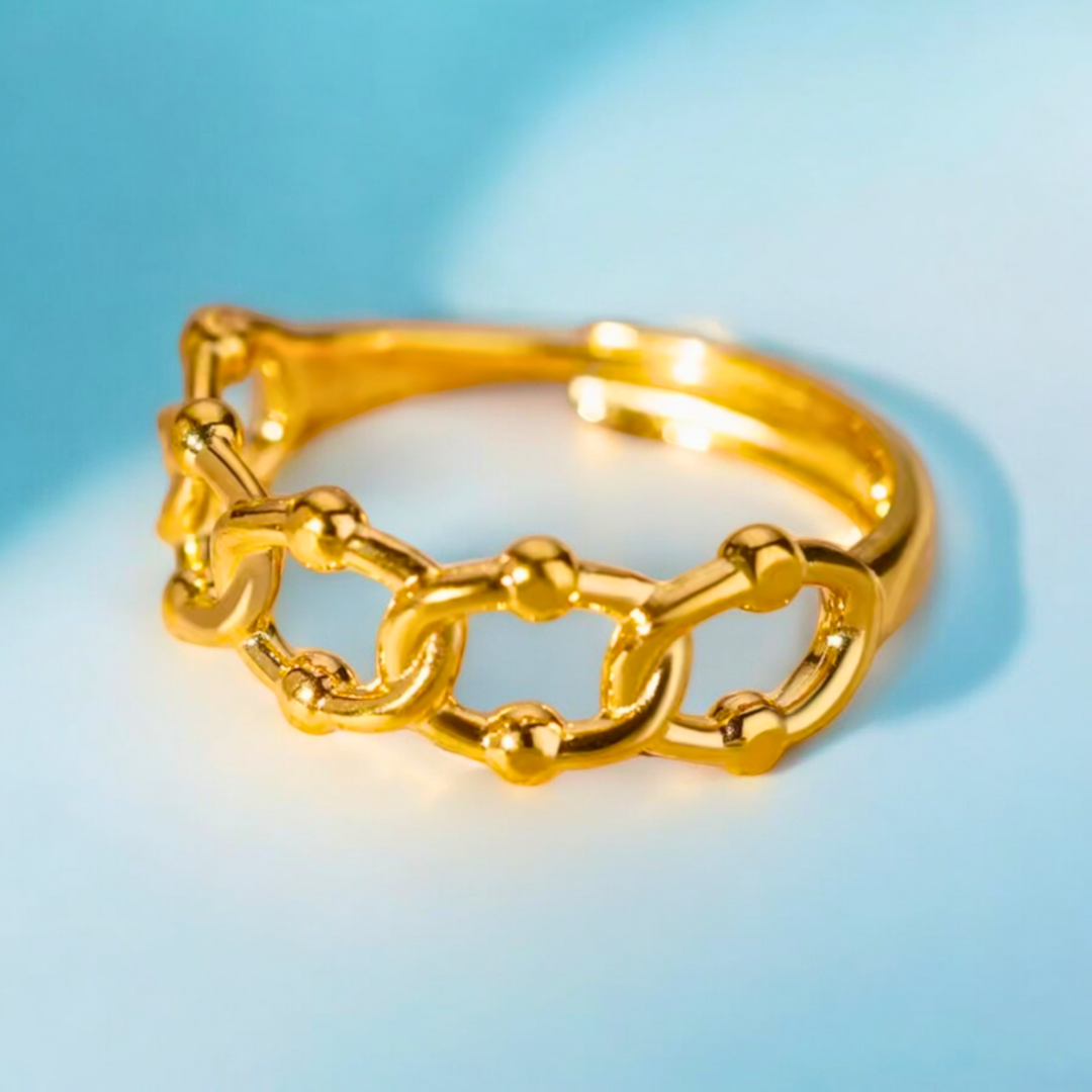 Tyra | Gold Plated Cuban Link Resizable Ring