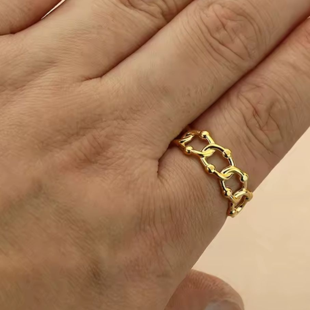 Tyra | Gold Plated Cuban Link Resizable Ring