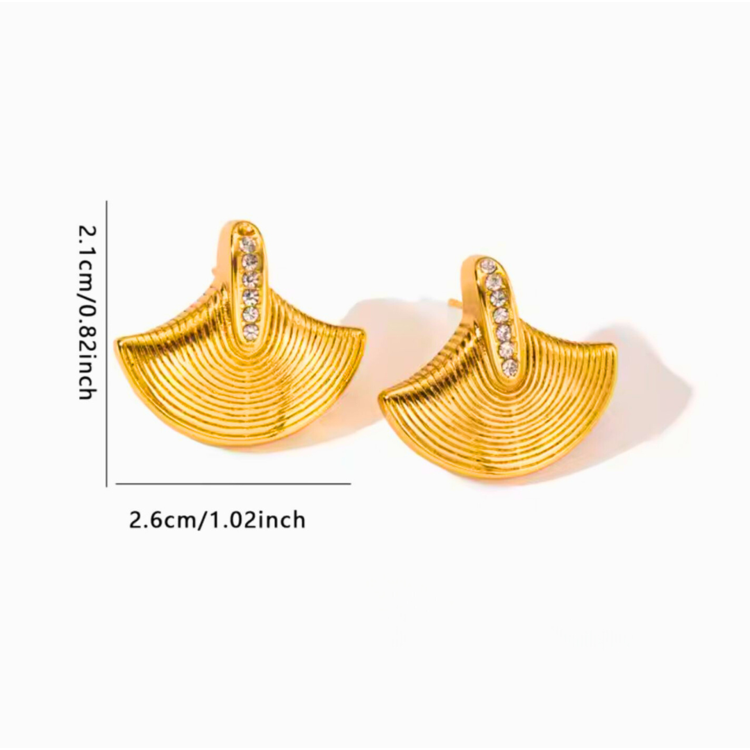 Cleopatra | Gold-Plated Luxury Fan Shape Vintage Stud Earrings