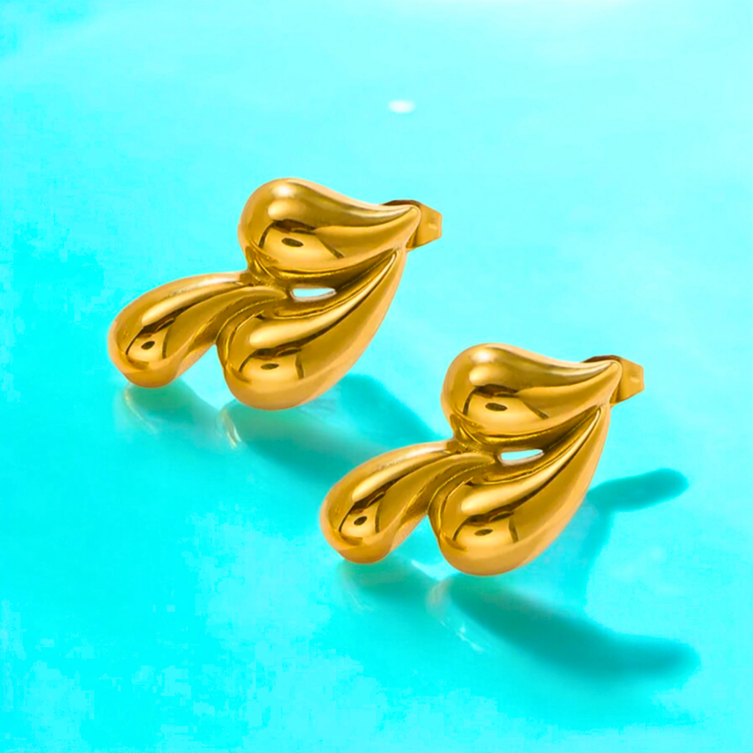 Beverley | Gold Plated Tear/Water Drop Stud Earrings