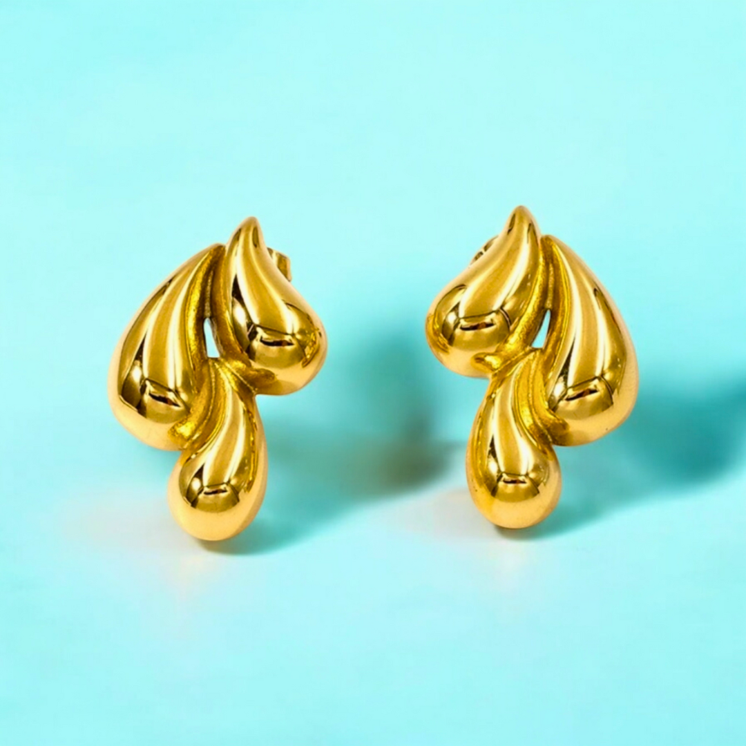 Beverley | Gold Plated Tear/Water Drop Stud Earrings
