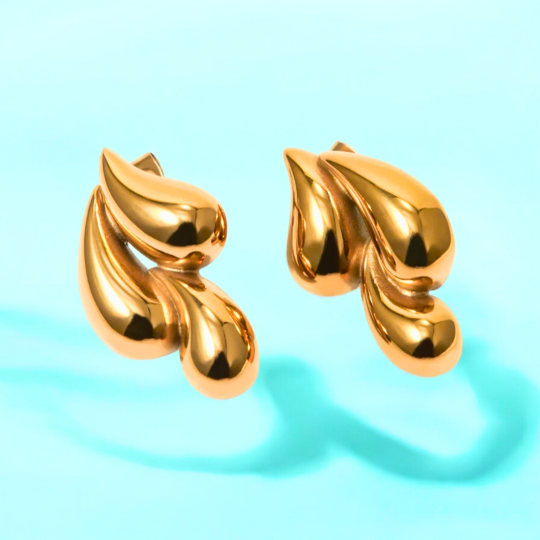 Beverley | Gold Plated Tear/Water Drop Stud Earrings